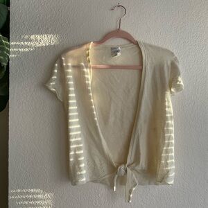 Old Navy Light Cream Short Sleeve Tie-Front Cardigan